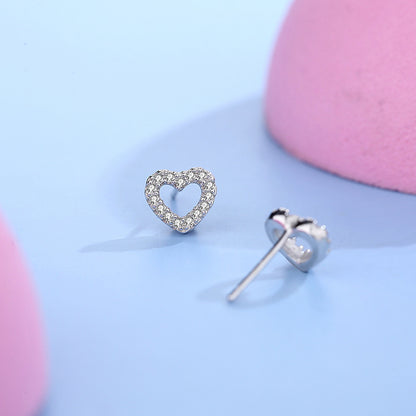 Sweet Diamond Earrings All-Match Exquisite Heart-Shaped Earrings