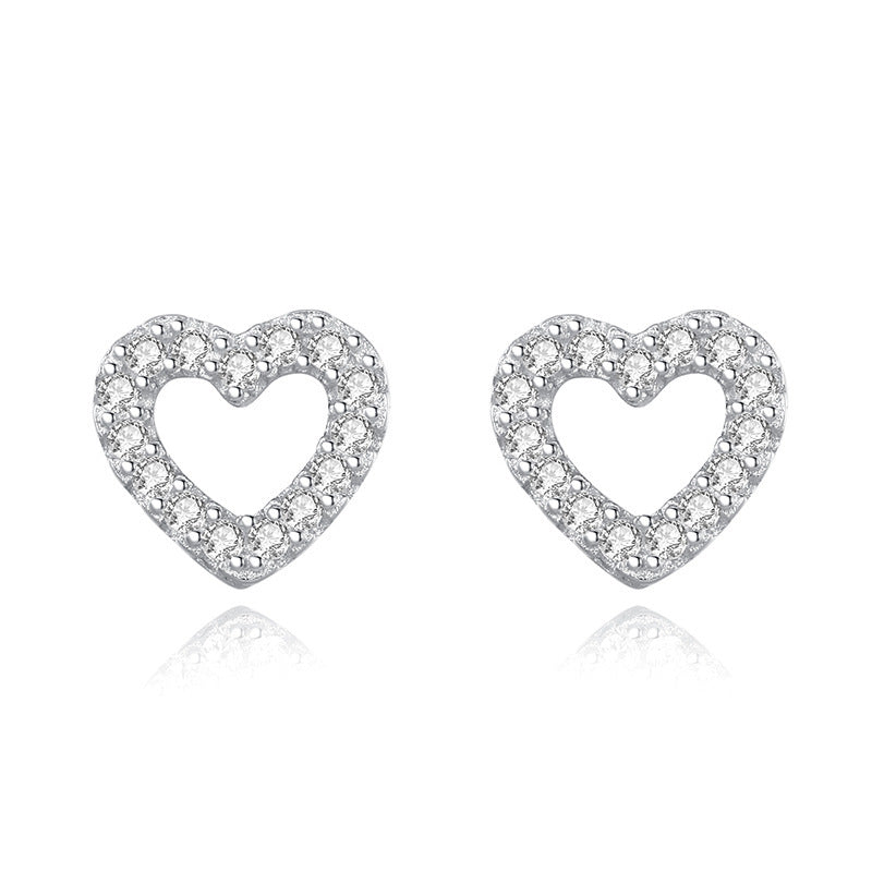 Sweet Diamond Earrings All-Match Exquisite Heart-Shaped Earrings