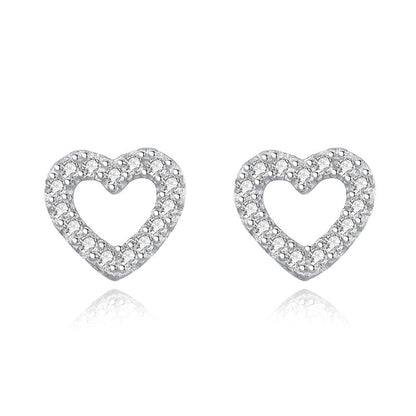 Sweet Diamond Earrings All-Match Exquisite Heart-Shaped Earrings