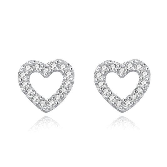 Sweet Diamond Earrings All-Match Exquisite Heart-Shaped Earrings