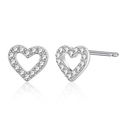 Sweet Diamond Earrings All-Match Exquisite Heart-Shaped Earrings