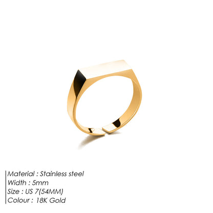 Small Strip Glossy Stainless Steel Ring Men