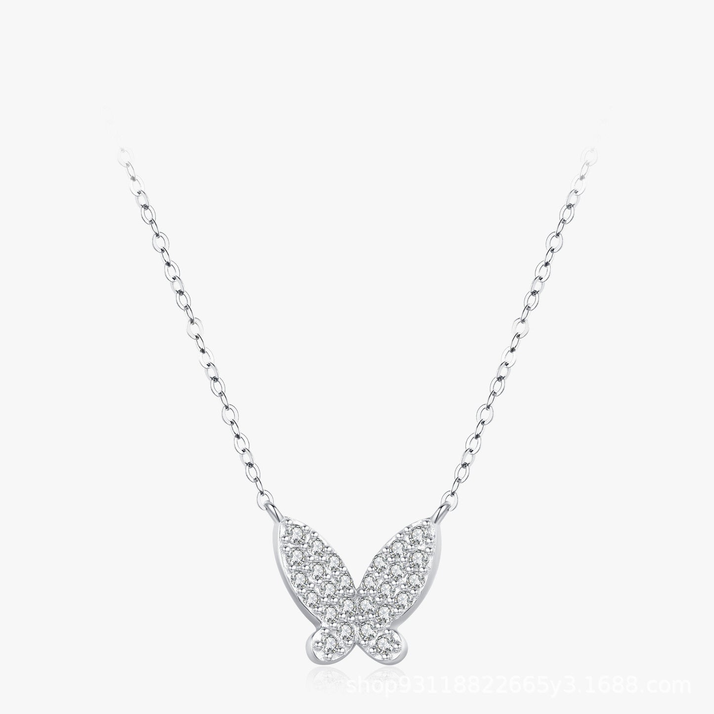 Butterfly Shiny Diamond-encrusted Necklace For Women