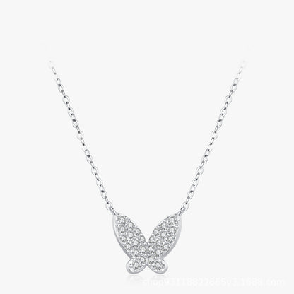 Butterfly Shiny Diamond-encrusted Necklace For Women