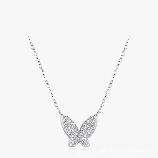 Butterfly Shiny Diamond-encrusted Necklace For Women