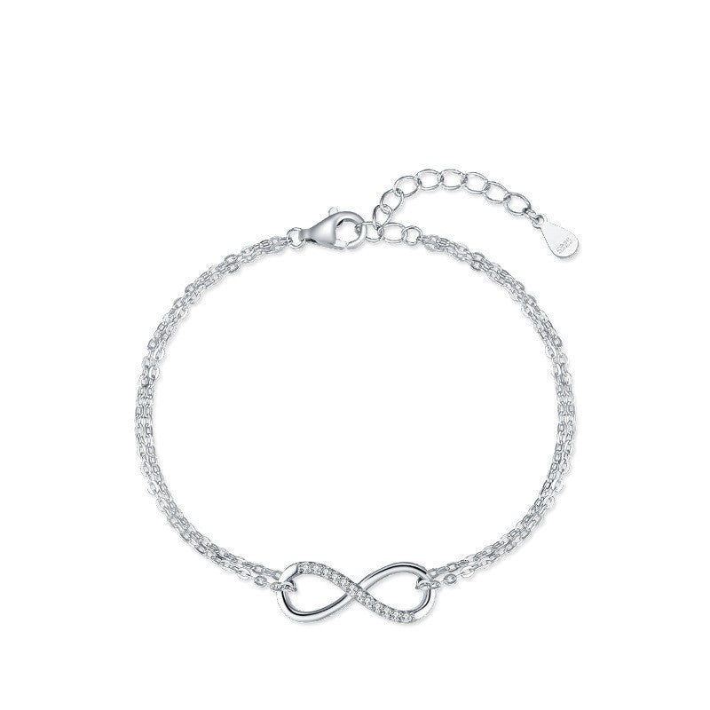 S925 Sterling Silver Fashion Infinite Symbol Micro-inlaid Bracelet