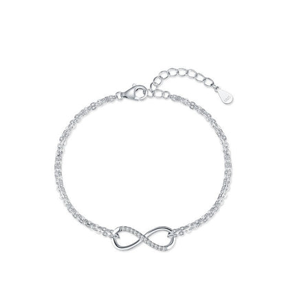 S925 Sterling Silver Fashion Infinite Symbol Micro-inlaid Bracelet