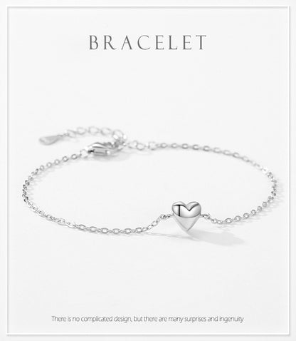 S925 Silver Sweet Girl Heart-shaped Bracelet