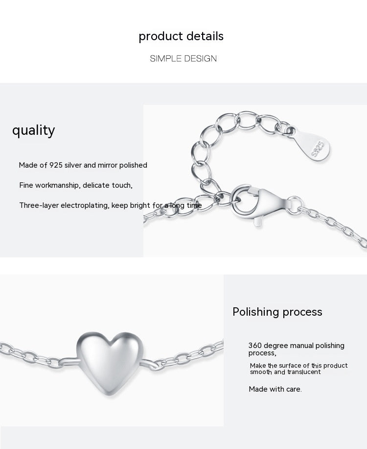 S925 Silver Sweet Girl Heart-shaped Bracelet