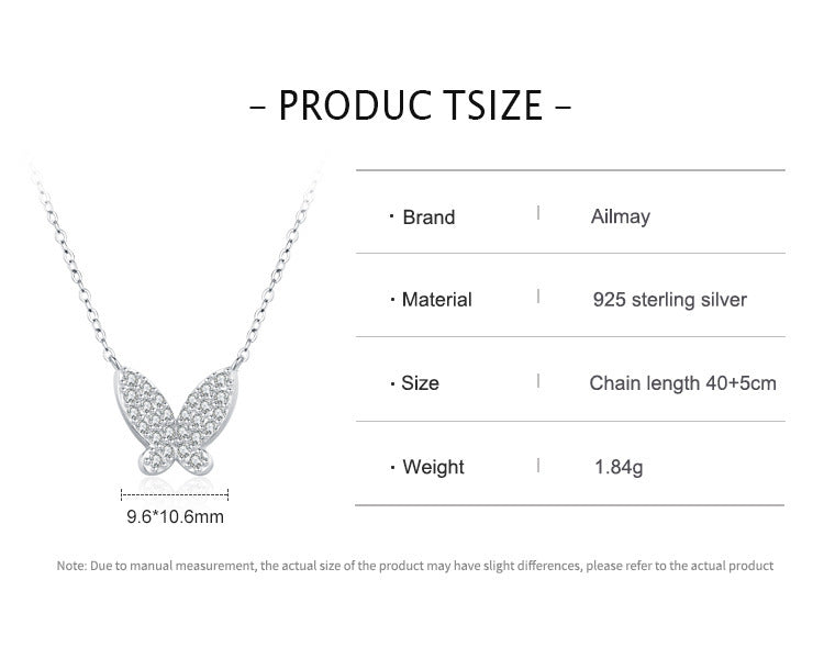 Butterfly Shiny Diamond-encrusted Necklace For Women