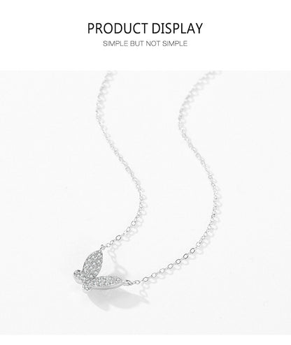 Butterfly Shiny Diamond-encrusted Necklace For Women