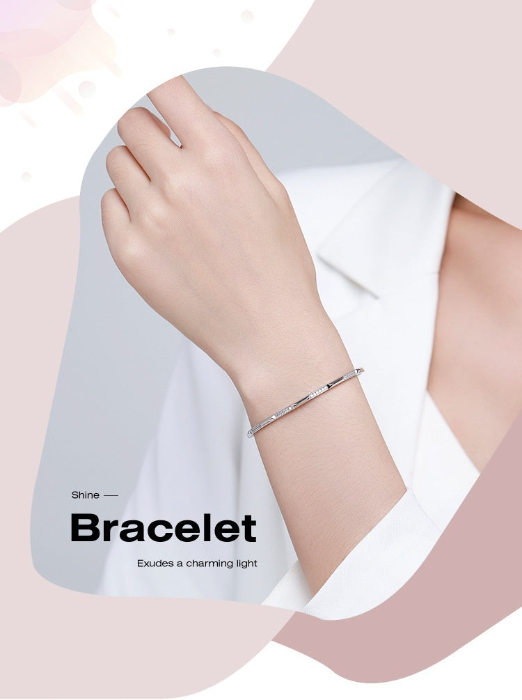 S925 Silver Bracelet Women's Korean-style Micro-inlaid Bracelet Light Luxury