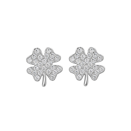 S925 Sterling Silver Lucky Clover Stud Earrings