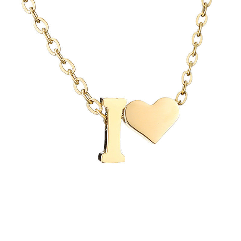 Personalized Heart & Letter Necklace