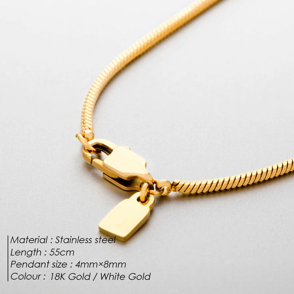 Simple Cold Style Men's Snake Bone Necklace Square Chain Ornament