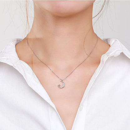 S925 Sterling Silver Star And Moon Micro-set Necklace