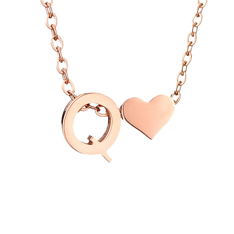 Personalized Heart & Letter Necklace