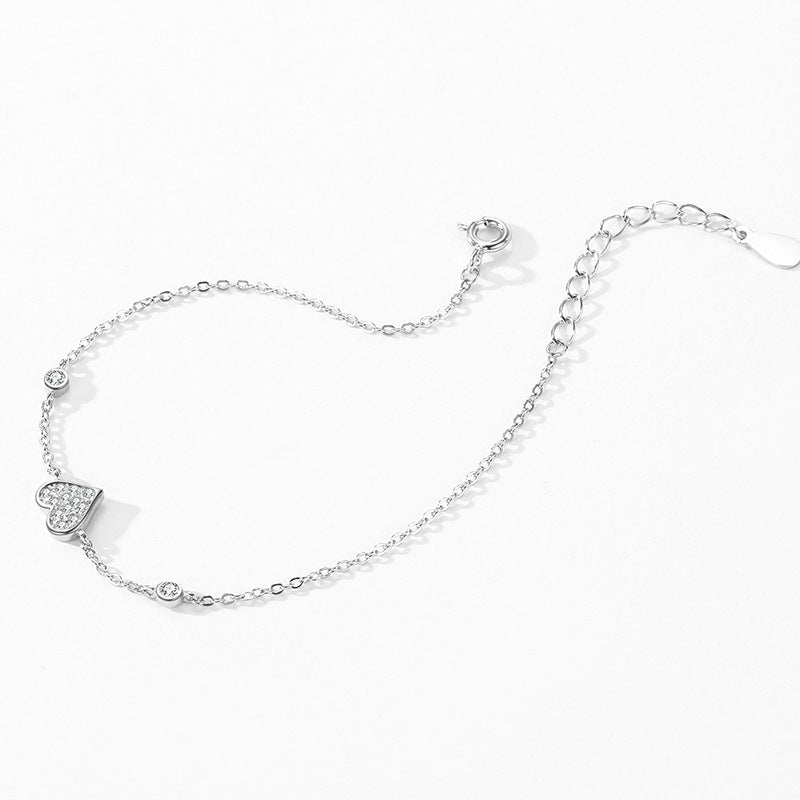 S925 Sterling Silver Sweet Loving Heart Butterfly Bracelet