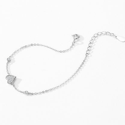 S925 Sterling Silver Sweet Loving Heart Butterfly Bracelet