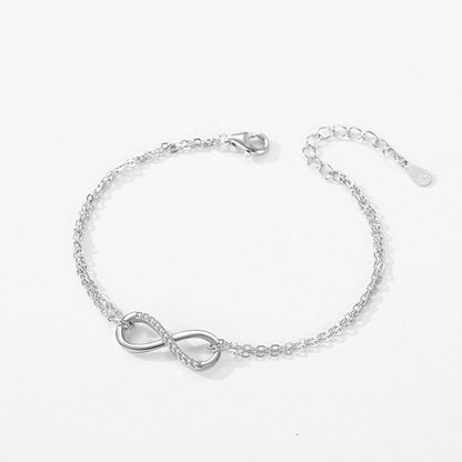 S925 Sterling Silver Fashion Infinite Symbol Micro-inlaid Bracelet