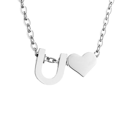 Personalized Heart & Letter Necklace