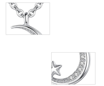 S925 Sterling Silver Star And Moon Micro-set Necklace