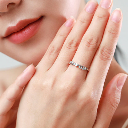 S925 Silver Cross Heart Diamond Ring