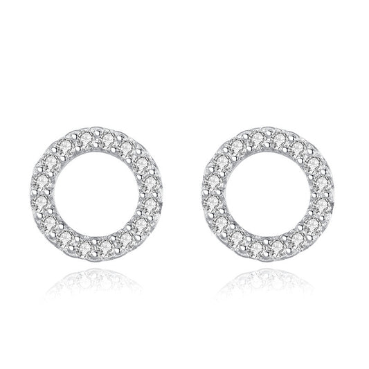 S925 Sterling Silver Circle Hollow Stud Earrings