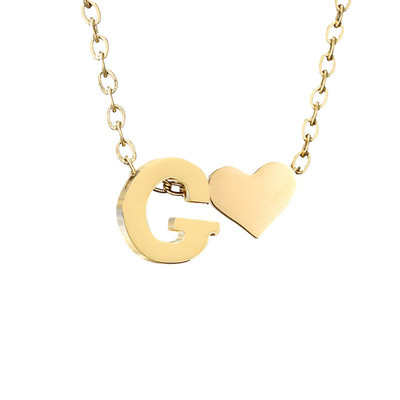 Personalized Heart & Letter Necklace