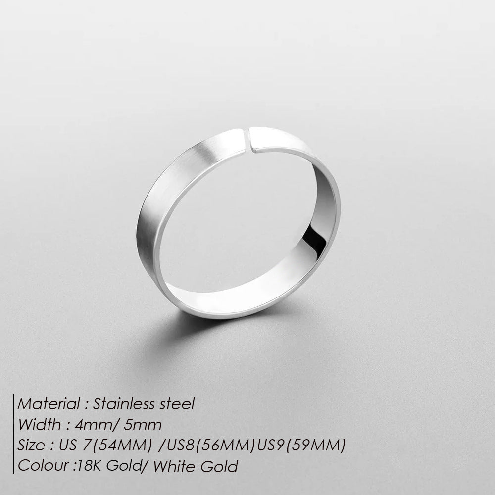 Simple Plain Aperture Titanium Steel Ring Adjustable Personalized