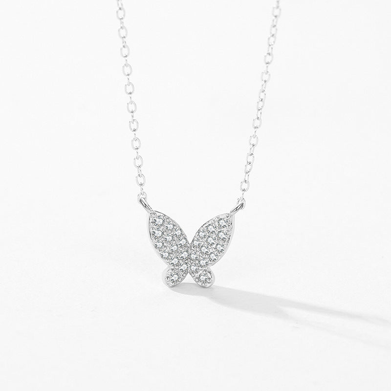 Butterfly Shiny Diamond-encrusted Necklace For Women