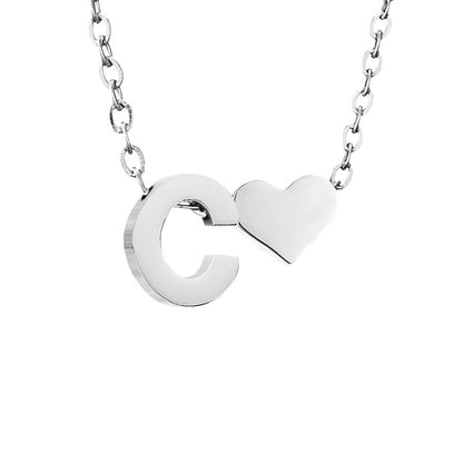 Personalized Heart & Letter Necklace